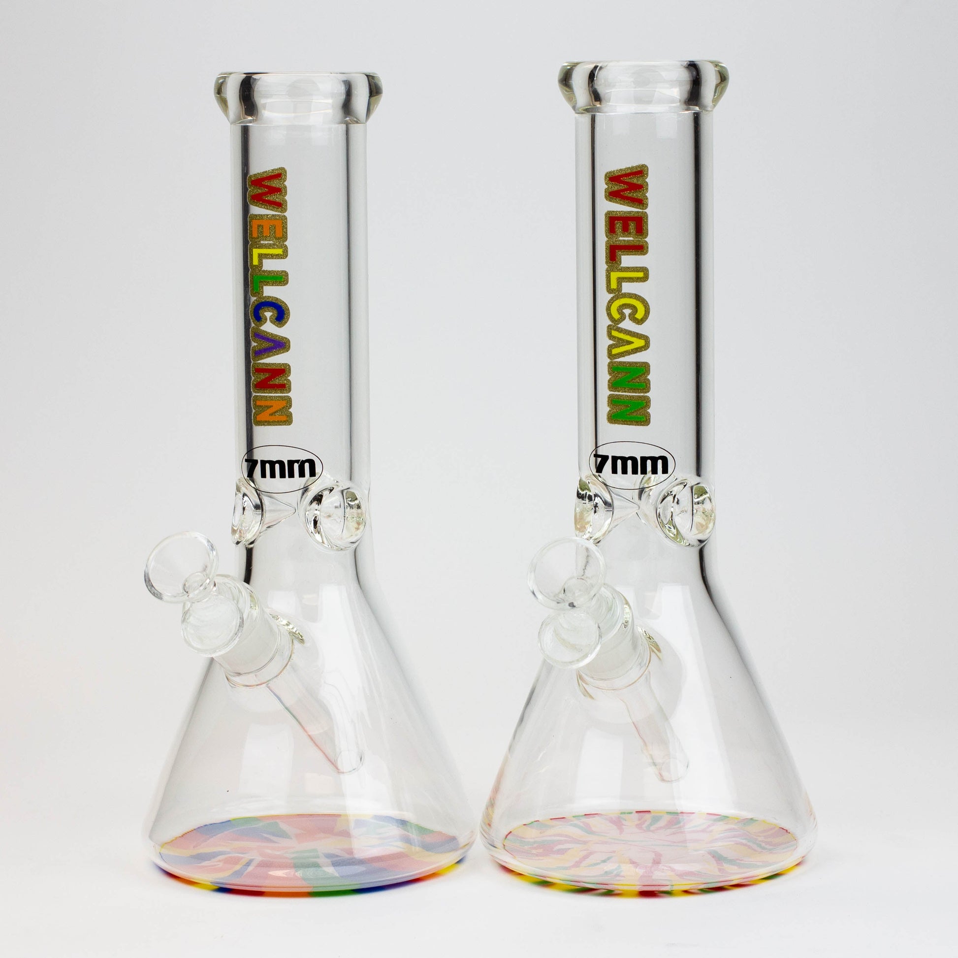 12" WellCann beaker 7 mm glass water bong with Colour Bottom_0